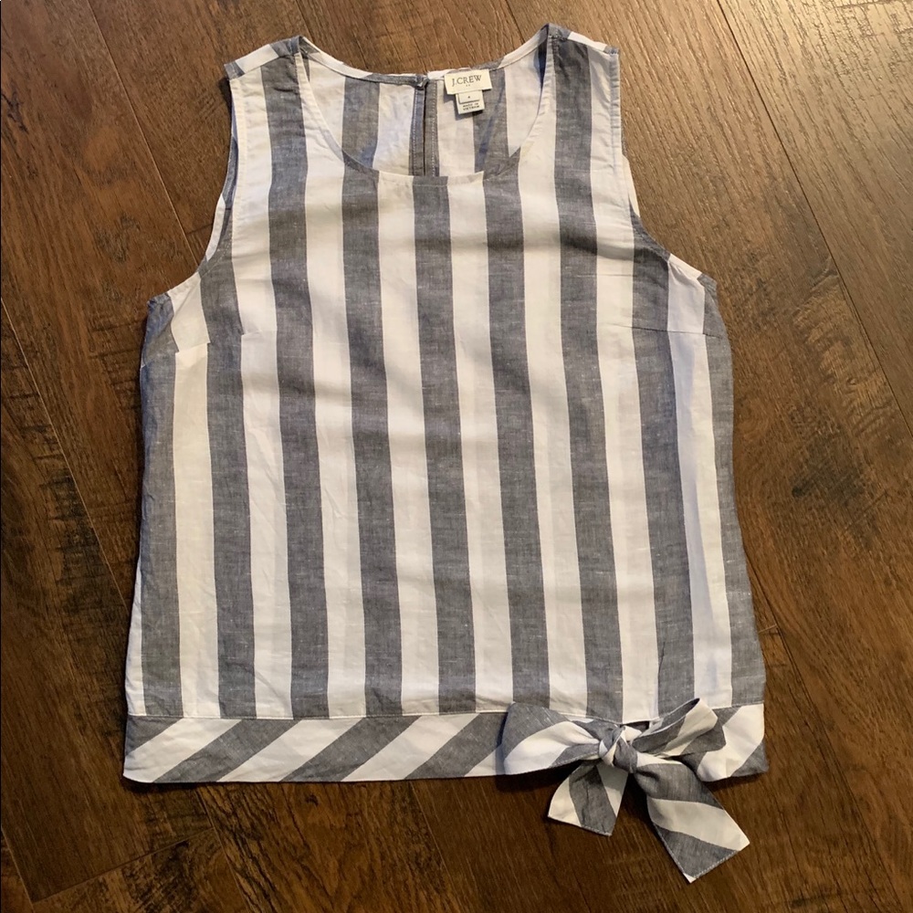 J Crew Vertical Stripe Bow Tank